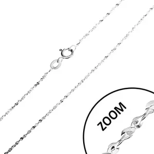 Srebrny łańcuszek 925, spirala z ogniw w kształcie litery S, szerokość 1,3 mm, długość 460 mm