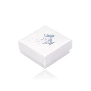 Błyszczące pudełko upominkowe w perłowo-białym kolorze - kielich, dzbanek, gołąb, srebrny kolor