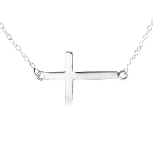 Naszyjnik ze srebra 925, drobny łańcuszek, wisiorek w postaci płaskiego, lśniącego krzyża #467414