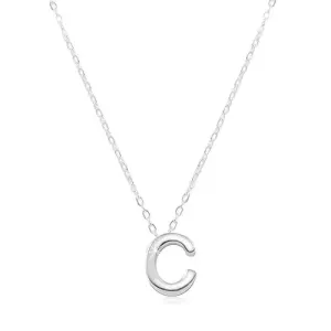 Naszyjnik ze srebra 925, duża litera C, błyszczący łańcuszek