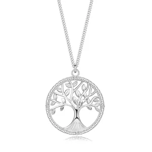 Naszyjnik ze srebra 925, regulowany - diamenty, drzewo życia w okręgu