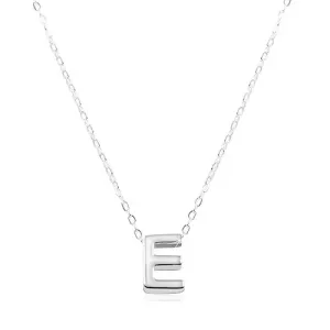 Regulowany naszyjnik, srebro 925, duża litera E