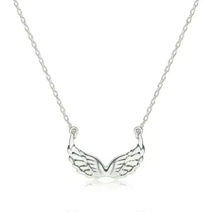 Srebrny 925 naszyjnik - błyszczące rzeźbione anielskie skrzydła
