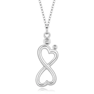 Srebrny 925 naszyjnik - brylanty, symbol nieskończoności w kształcie serca
