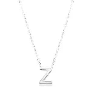 Srebrny naszyjnik 925, błyszczący łańcuszek, duża litera Z