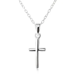 Srebrny naszyjnik 925, krzyż łaciński na łańcuszku z owalnych ogniw