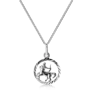 Srebrny naszyjnik 925 - łańcuszek i znak zodiaku STRZELEC