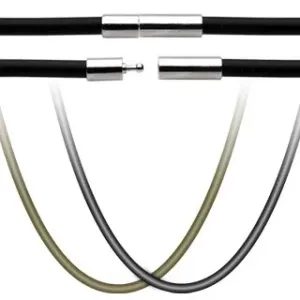 Gumowy sznurek na wisiorek - zapięcie ze stali chirurgicznej - Długość : 444 mm, Kolor: Brązowy