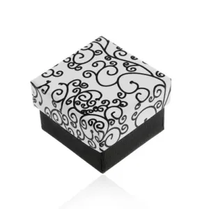Czarno-białe pudełeczko na kolczyki, zawieszkę lub pierścionek, wzór spirali