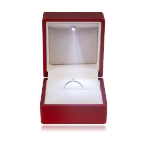 LED podarunkowe pudełeczko na pierścionki - matowy czerwony kolor, kwadrat