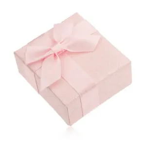 Upominkowe pudełeczko na pierścionek, różowy kolor, lśniąca powierzchnia, kokardka