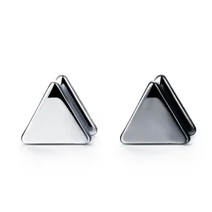 Fałszywy piercing do ucha ze stali 316L - gładkie trójkąty, różne kolory - Kolor kolczyka: Srebrny