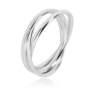 Potrójny pierścionek ze srebra 925 - wąskie połączone pierścienie o błyszczącej powierzchni - Rozmiar : 49