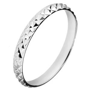 Srebrny błyszczący pierścionek 925 - wypukłe romby - Rozmiar : 60