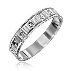 Srebrny pierścionek 925 - karby, regularne koła, nacięcia na krawędziach - Rozmiar : 50