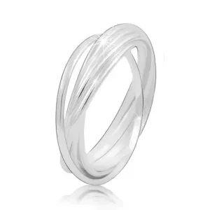 Srebrny pierścionek 925 - połączone ze sobą cienkie pierścienie, błyszcząca gładka powierzchnia - Rozmiar : 52