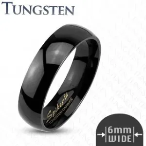 Tungsten gładki czarny pierścionek, 6 mm - Rozmiar : 65