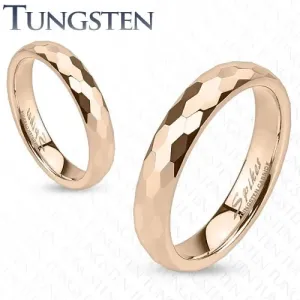 Tungsten obrączka - złoto-różowa, sześciokątne szlify  - Rozmiar : 64