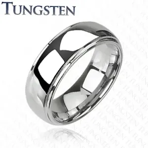 Tungsten - Wolframowy pierścionek błyszczący z wypukłym, środkowym pasem - Rozmiar : 62