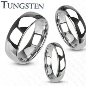 Tungstenowy pierścionek - gładka lśniąca obrączka srebrnego koloru, 8 mm - Rozmiar : 62