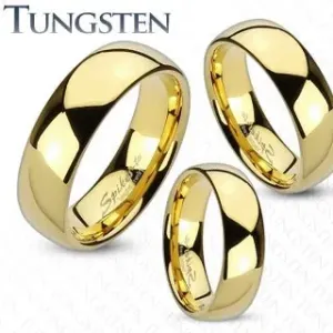 Tungstenowy pierścionek złotego koloru, lśniąca i gładka powierzchnia, 4 mm - Rozmiar : 62