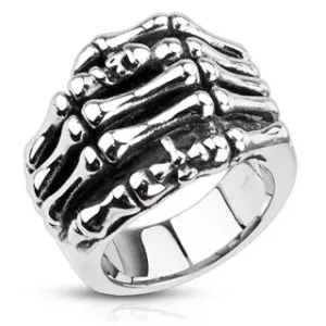 Pierścień ze stali - szkielet dłoni - Rozmiar : 60