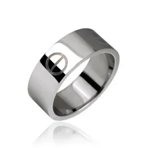 Srebrny stalowy pierścionek, gładki, wzór tabletka - Rozmiar : 49