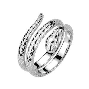 Stalowy 316L pierścień - ramiona w formie owiniętego węża, srebrny kolor - Rozmiar : 62