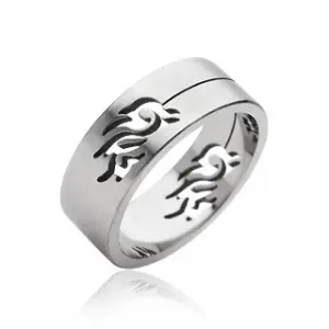 Stalowy pierścień symbol Tribal - Rozmiar : 62