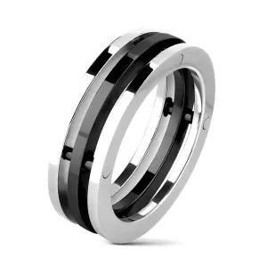 Stalowy pierścionek - dwukolorowe oddzielne pierścienie - Rozmiar : 56