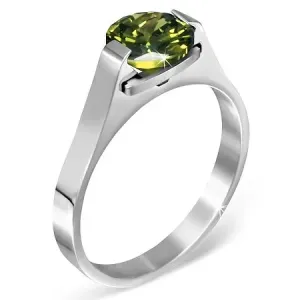 Stalowy pierścionek - zielony kamień księżycowy 