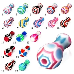 Akrylowy plug do ucha, rozszerzony na jednym końcu, różne kolory i wzory - Motívy: 10