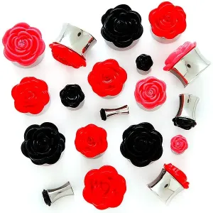 Plug do ucha plastikowa różyczka - Szerokość: 6 mm , Kolor kolczyka: Różowy