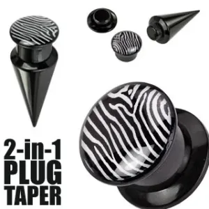 Plug i taper - czarny, zebra - Szerokość: 12 mm