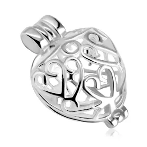 Otwierana zawieszka z 925 srebra - wypukłe serce zdobione ornamentami, lśniąca powierzchnia