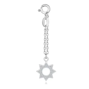 Srebrna 925 zawieszka na bransoletkę - ośmioramienna gwiazda, przezroczyste cyrkonie, krótki łańcuszek