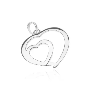 Srebrny wisiorek 925 - lśniące serce w sercu