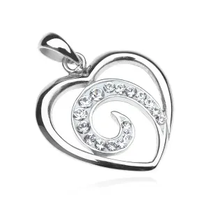 Wisiorek ze srebra 925 - kontur serca z cyrkoniową spiralą #46513