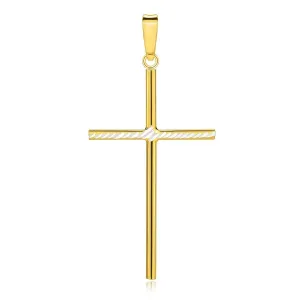 Zawieszka 925 srebrna - złoty i srebrny kolor, krzyż łaciński, ukośne paski
