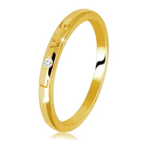 Obrączka z żółtego złota 585 - pierścionek z wygrawerowanym napisem 