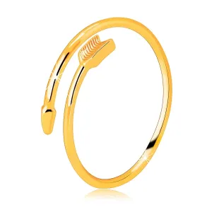 Pierścionek z żółtego 14K złota - skręcona strzała, rozłączone ramiona pierścionka - Rozmiar : 49