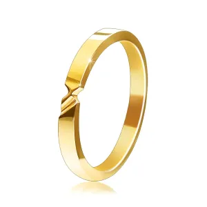 Złota 14K obrączka - pierścionek z dwoma nacięciami i gładkimi ramionami - Rozmiar : 51