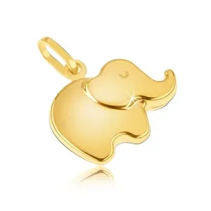 Zawieszka w żółtym 14K złocie - drobny błyszczący zaoblony słonik