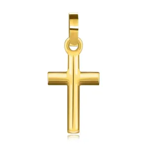 Zawieszka z żółtego złota 585 - motyw religijny, błyszczący krzyż łaciński