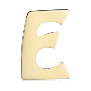 Złota 14K zawieszka o lśniącej i gładkiej powierzchni, drukowana litera E
