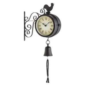 Blumfeldt Early Bird, zegar ogrodowy, zegar ścienny, termometr, 28 34 x 10 cm, dzwonek, retro