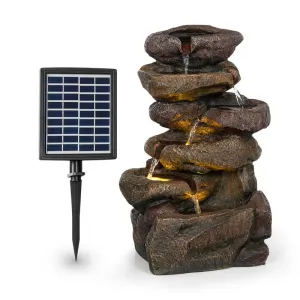 Blumfeldt Savona, fontanna solarna, 2,8 W, poliresin, 5 godzin, bateria, oświetlenie LED, wygląd kamienia