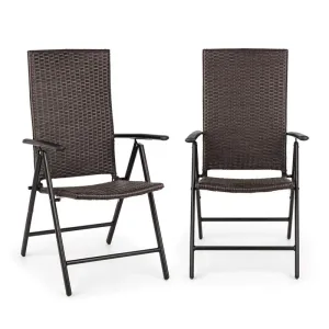 Blumfeldt Estoril, krzesło ogrodowe, polirattan, aluminium, 7 poziomów, składanie, brązowy