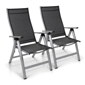 Blumfeldt London, regulowane krzesło ogrodowe, fotel ogrodowy, zestaw 2 sztuk, Textilene, aluminium, 6 pozycji, składane #94620