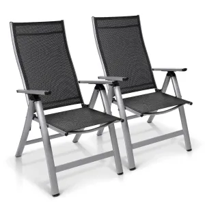 Blumfeldt London, regulowane krzesło ogrodowe, fotel ogrodowy, zestaw 2 sztuk, Textilene, aluminium, 6 pozycji, składane #92538